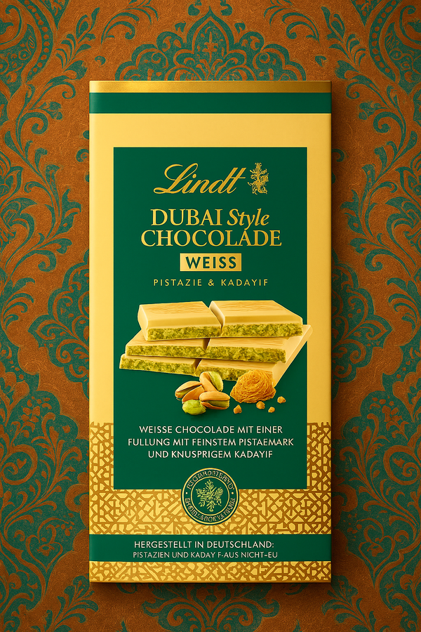 LINDT Dubai Style WEISS Chocolade Pistazie & Kadayif weisse Schokolade der Dubai Taste 150g | MHD 12/25