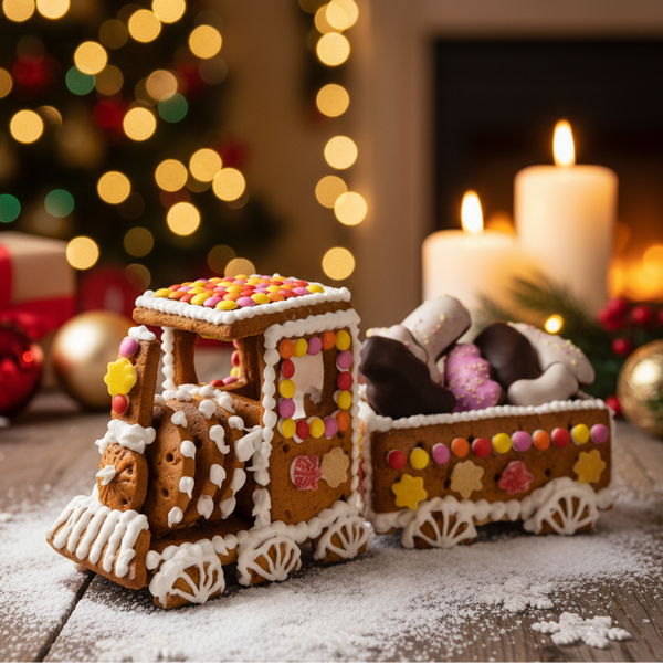 Eisenbahn Lebkuchen Bausatz mit Dekor inkl. Puderzucker | 1035 g | kreatives Gestalten