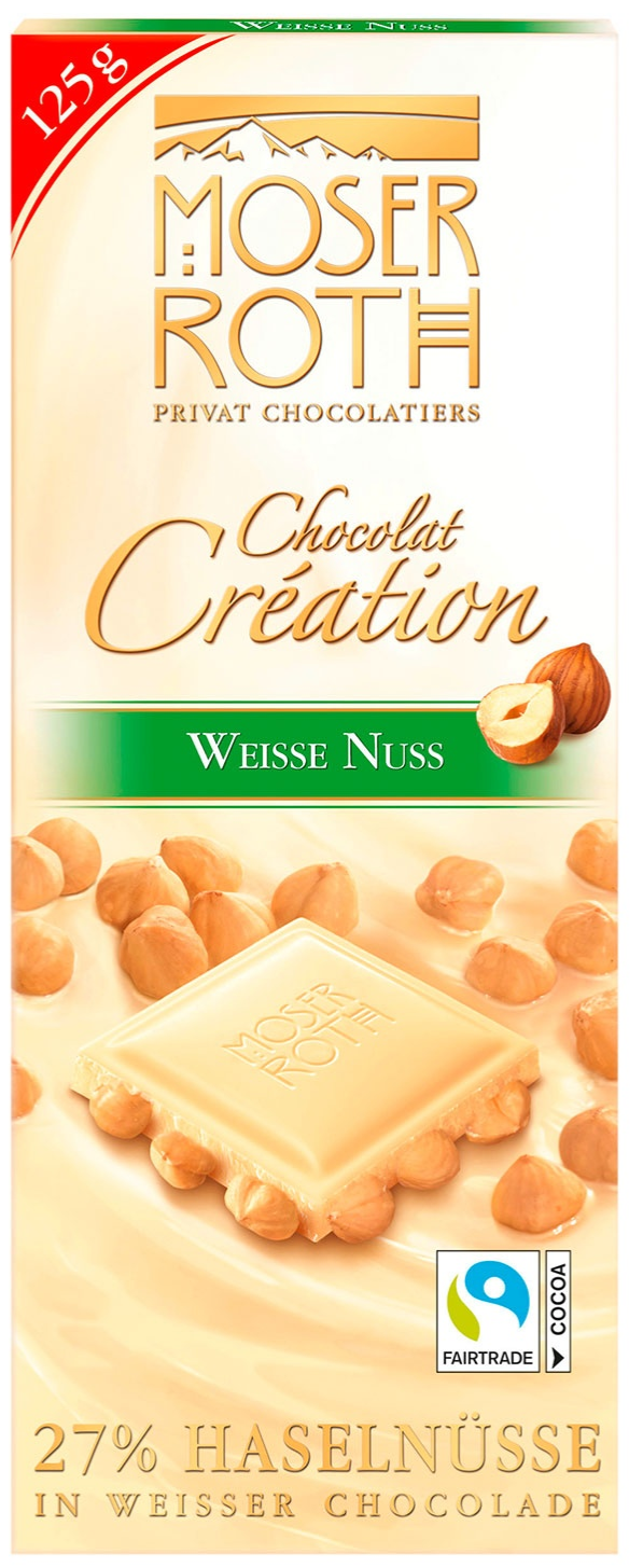 Moser Roth weiße Nuss | 125g Tafel | weiße Schokolade mit 27% Haselnüssen