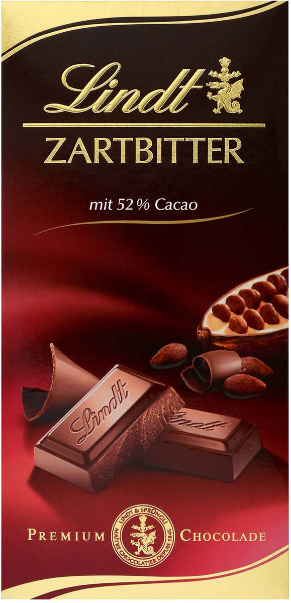 Lindt 100g Tafel Premium Chocolade Zartbitter mit 52% Cacao – Aachener  Printenversand
