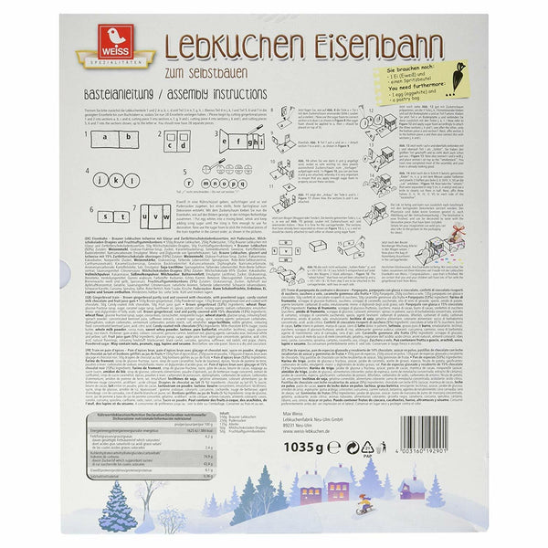 Weiss Lebkuchen Eisenbahn mit essbaren Dekorteilen 1,035 kg x 2