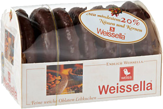 Weissella Zartbitter Oblaten Lebkuchen 20% Nüsse WEISS 5x 200g  MHD: 04/2026