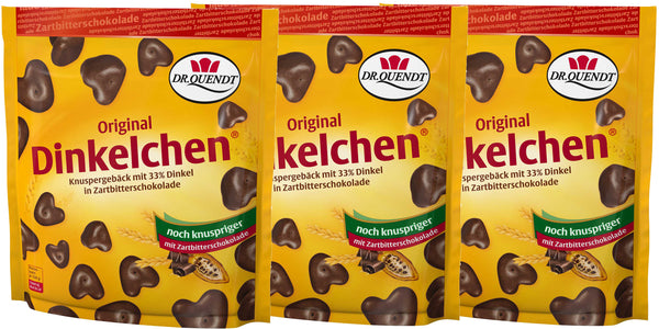 3x Dr. Quendt Original Dinkelchen Zartbitter Knuspergebäck 32% Dinkel 255g