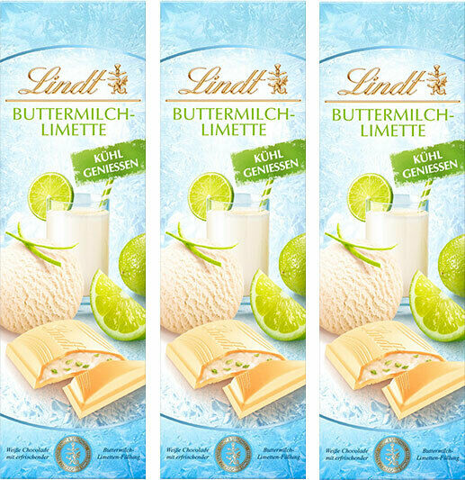 Lindt Sommettafeln Gefüllte weiße Schokolade mit Buttermilch-Limette creme 300g