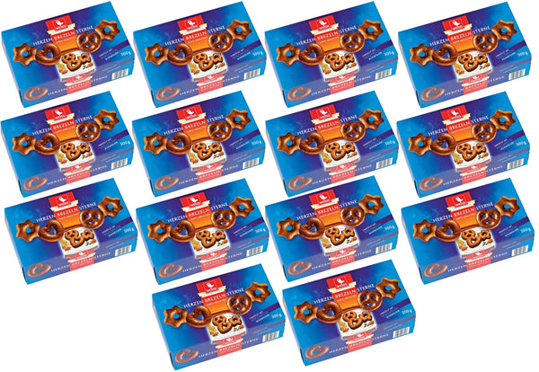 WEISS 14x 500g Zarte Lebkuchen Herzen Sterne Brezeln Vollmilch Schokolade MHD: 30/05/2026