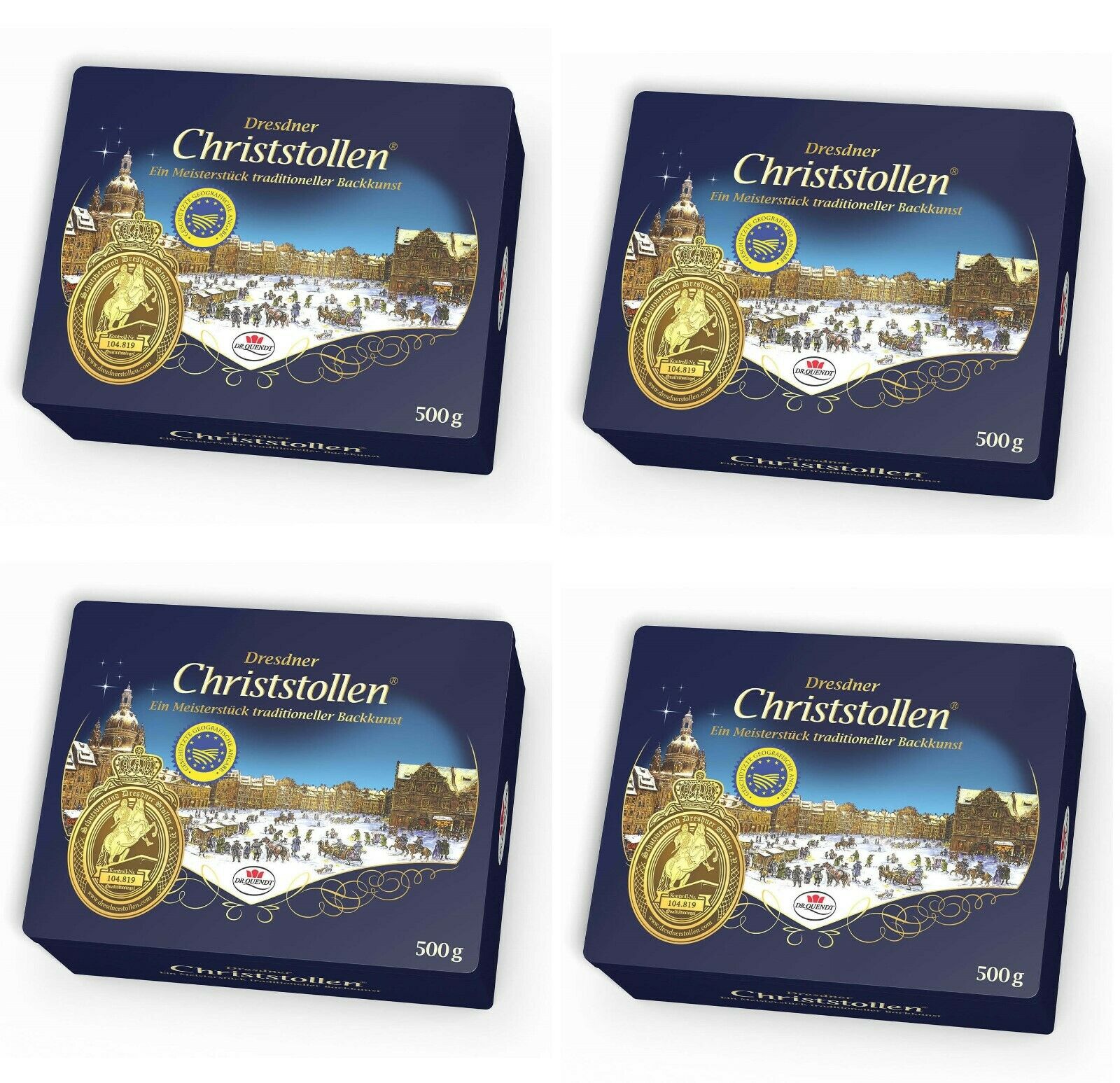 4x500g Original Dresdner Stollen Christstollen Geschenkdose 2kg