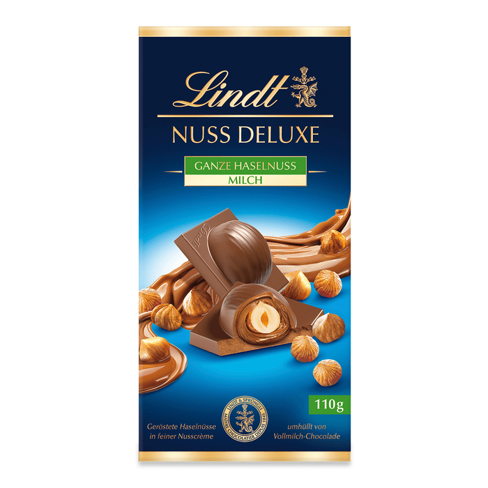 Lindt 110g Nuss Deluxe Tafel ganze Haselnuss Milch 110g Tafel