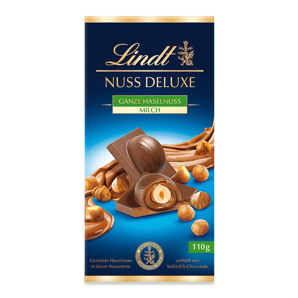 Lindt 110g Nuss Deluxe Tafel ganze Haselnuss Milch 110g Tafel