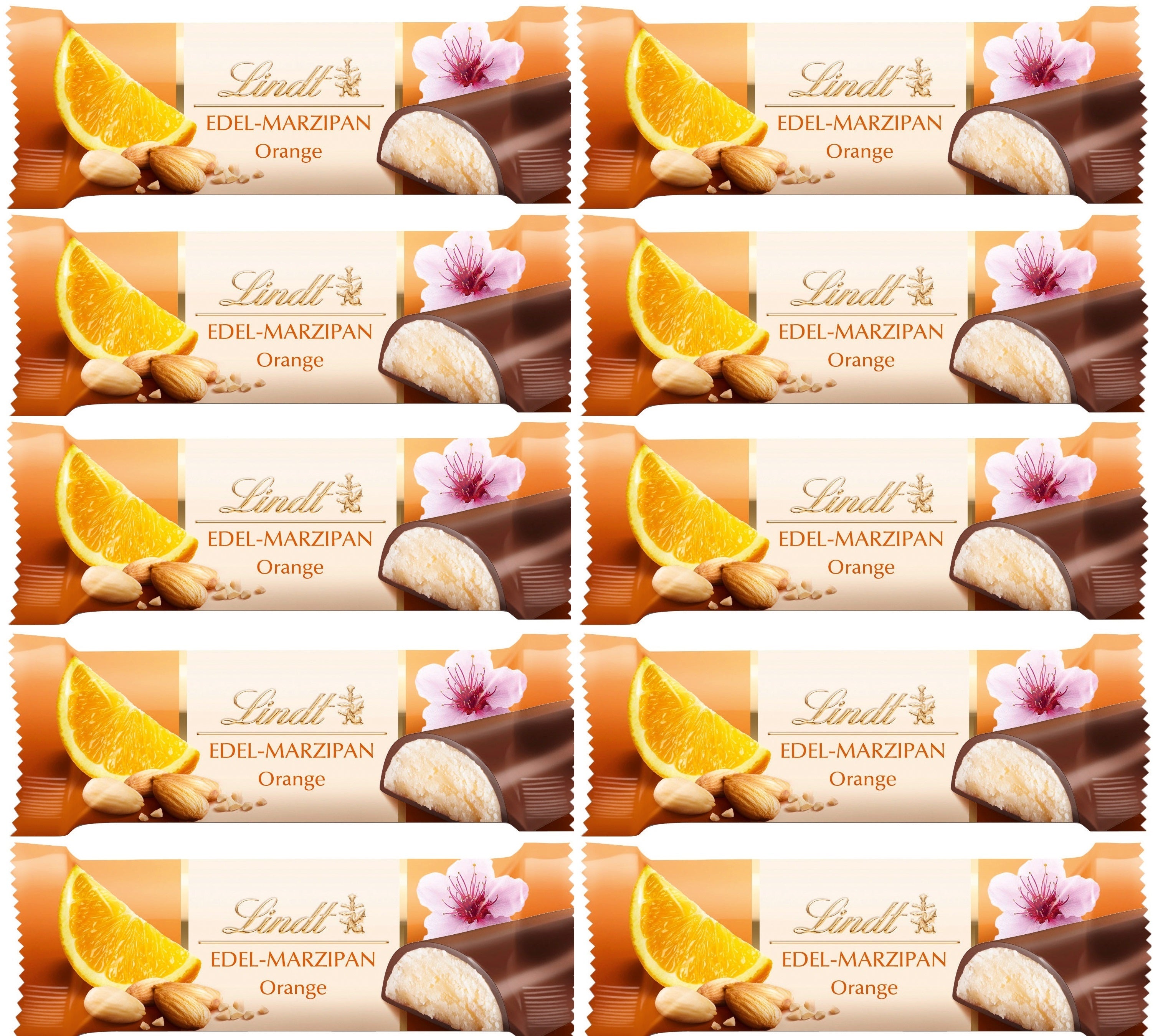 Lindt EDEL-MARZIPAN  Orange | 50g je Riegel