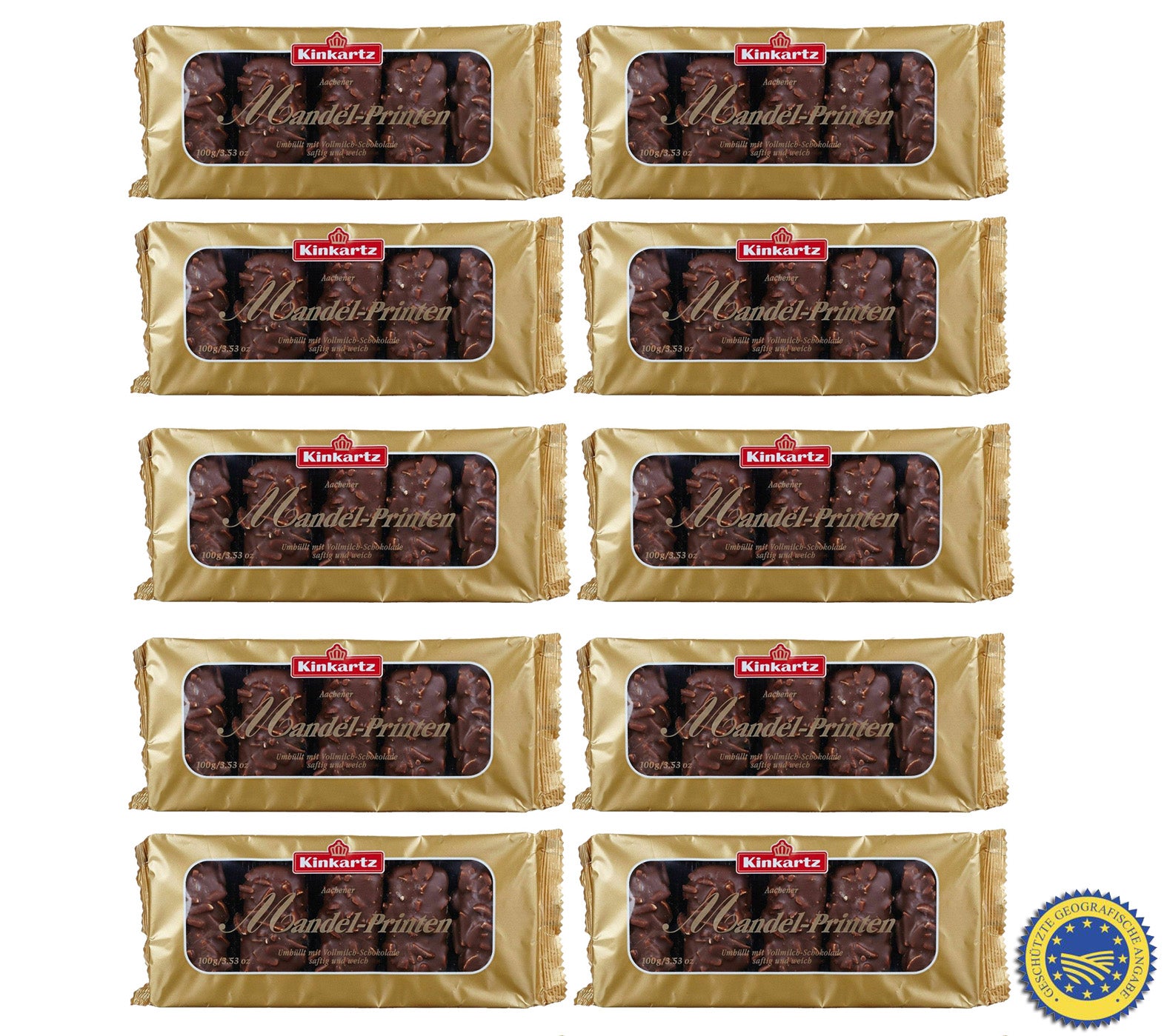 Kinkartz Aachener Mandel-Printen Vollmilch Schokolade (10x 100g) MHD:30/04/2026