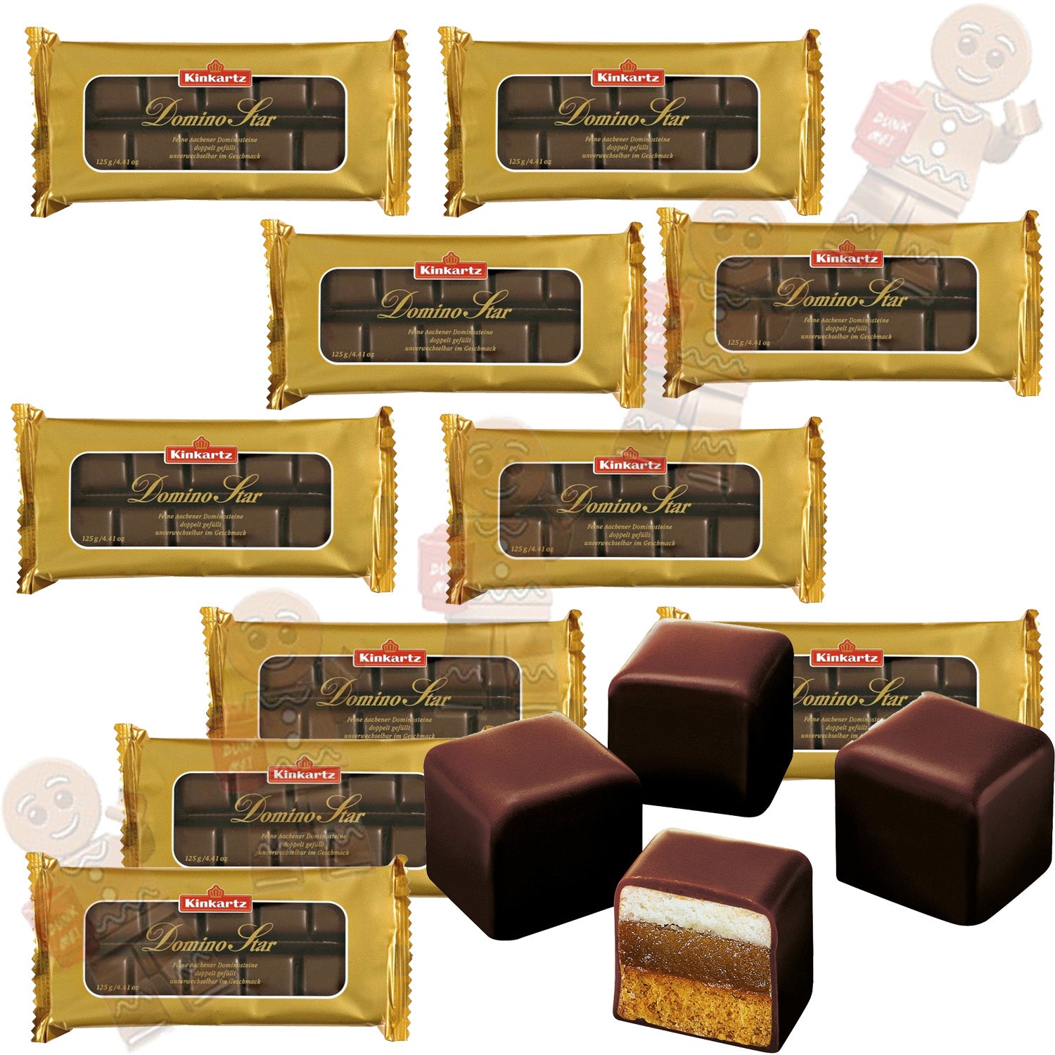 Kinkartz Feine Aachener Dominosteine Zartbitter | 10x 125g  |  1,2kg MHD: 4/2026