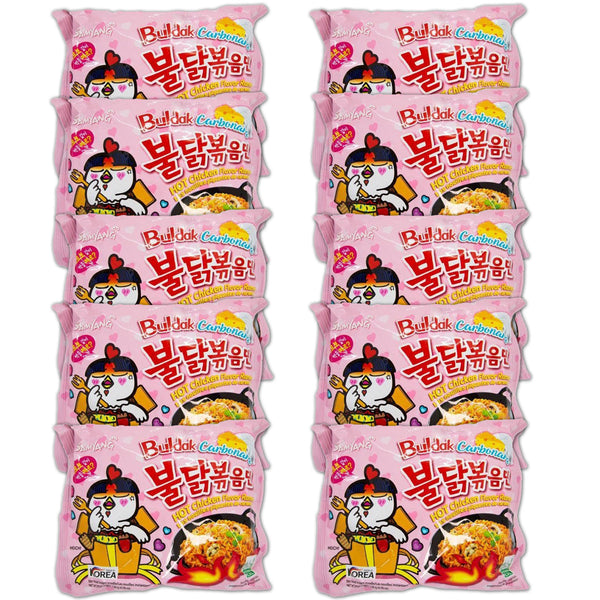 Samyang - 10 x Carbonara Hot Chicken 130 g - Asia Instant Ramen Nudeln Extra Scharf | 2x5er Pack | 1300g