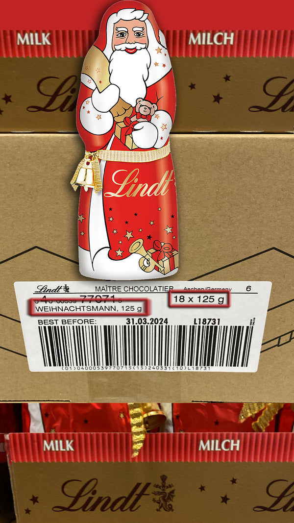 18x 125g Lindt Weihnachtsmann Alpenvollmilch | 2,25 kg MHD 2026