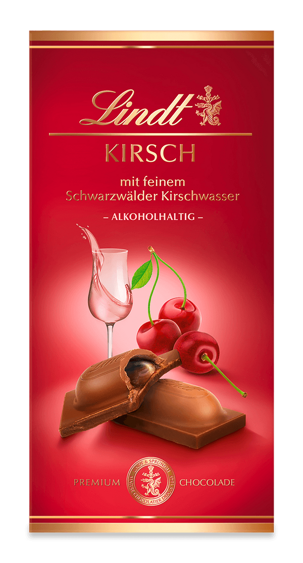 Lindt Kirschwasser in Vollmilch Schokolade Gourmet Tafel 100g