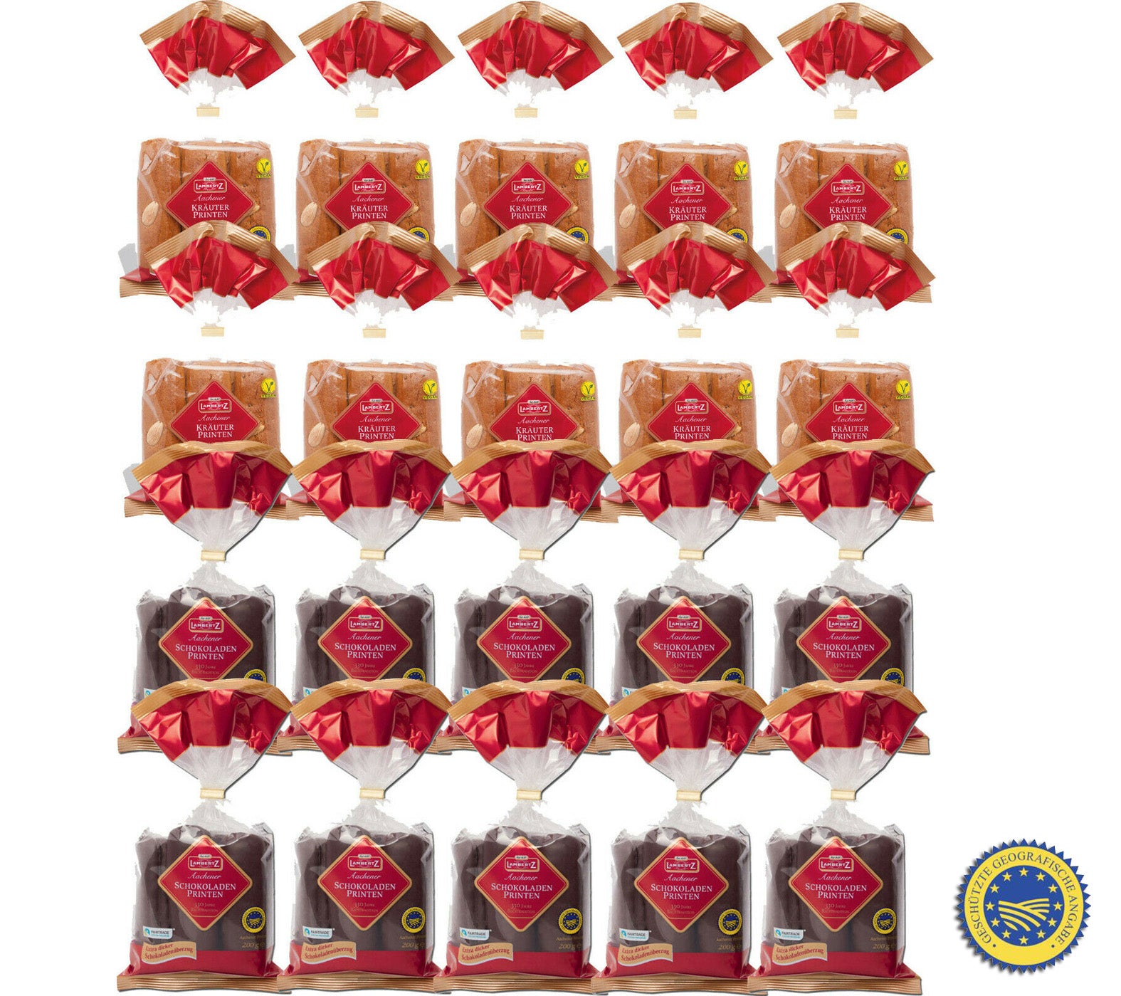 20 x 200gr. LAMBERTZ Aachener Printen (10x Schokoprinten + 10x Kräuterprinten) 4kg |  ggA verifiziert MHD: 30/04/2026