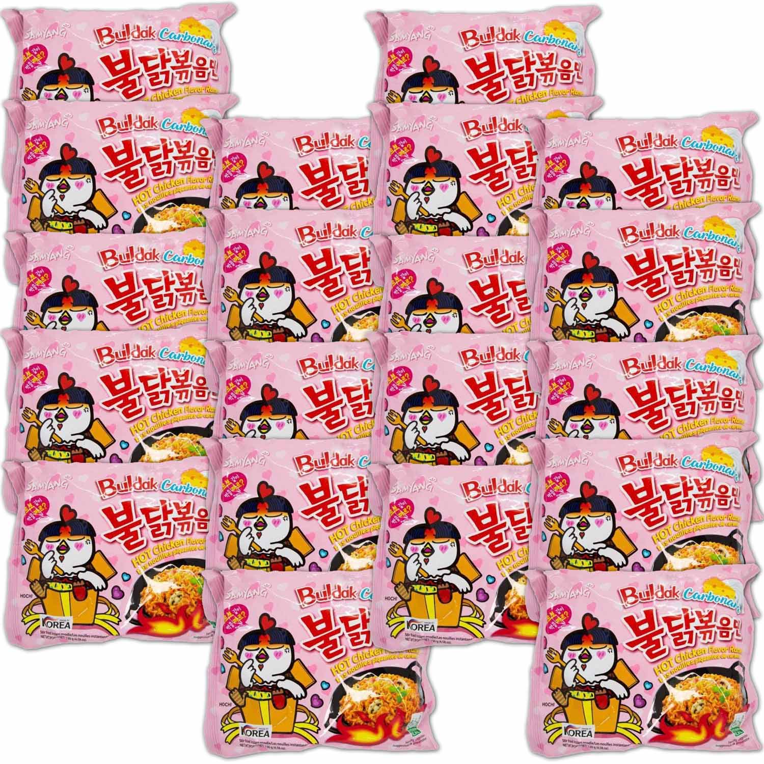 Samyang - 20 x Carbonara Hot Chicken 130 g - Asia Instant Ramen Nudeln Extra Scharf | 4x5er Pack | 2600g