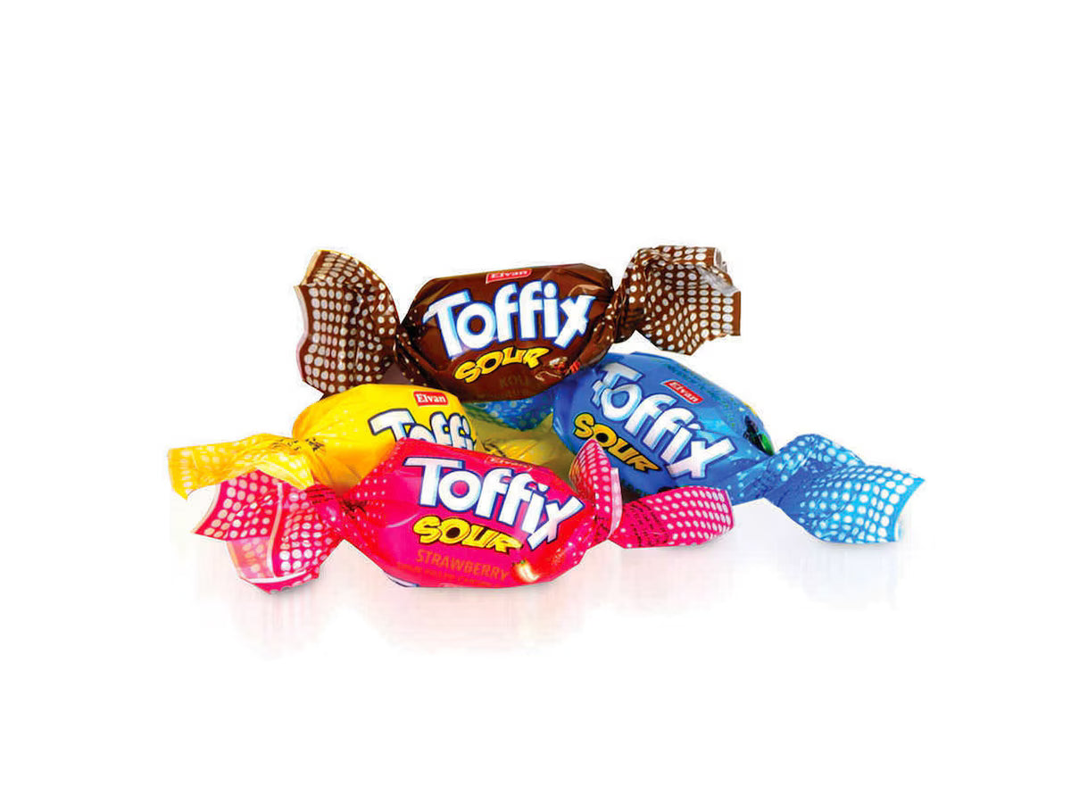 TOFFIX SOUR fruchtig gefüllte Kaubonbons sauer von Elvan Wurfmaterial 1000g