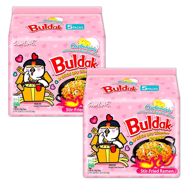 Samyang - 10 x Carbonara Hot Chicken 130 g - Asia Instant Ramen Nudeln Extra Scharf | 2x5er Pack | 1300g