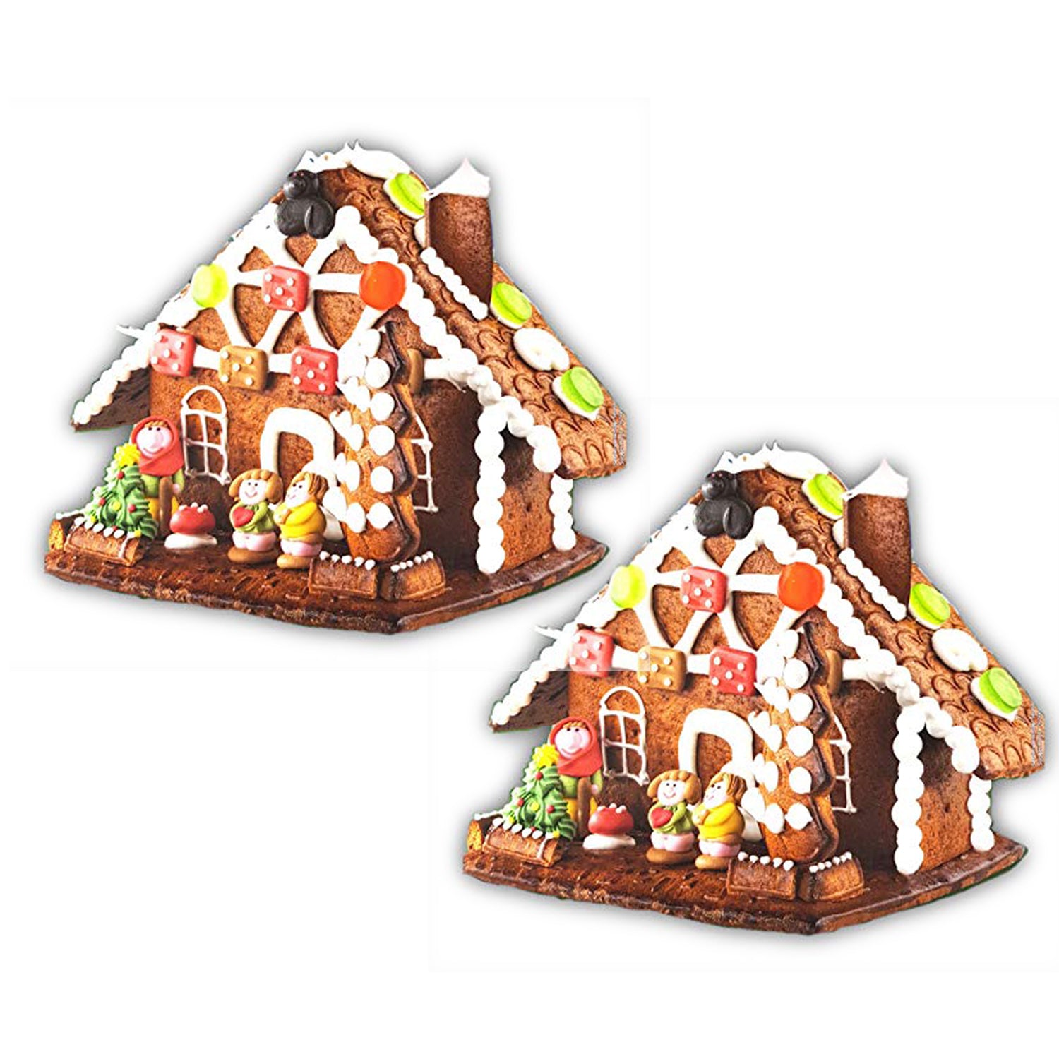 Hexenhaus 2x Lebkuchenhaus Bausatz mit Dekor inkl. Puderzucker je 900 g | 1,8kg
