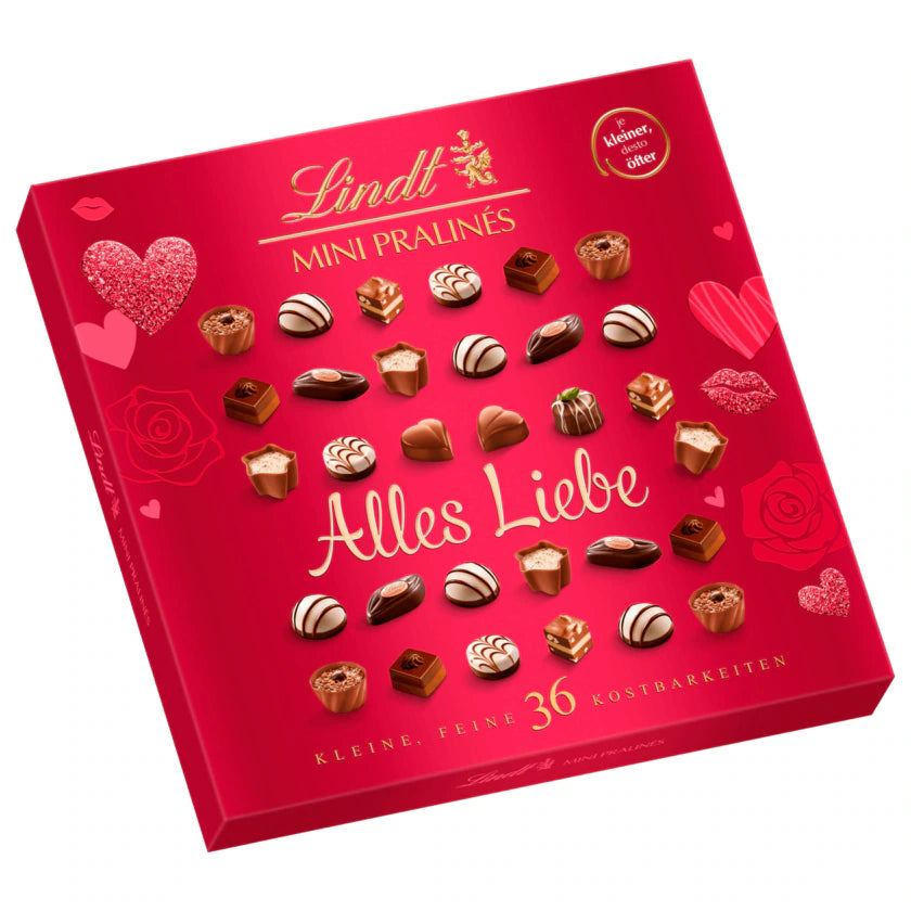 Mini Pralines Lindt | Alles Liebe | 180g Schachtel | Geschenk zu jedem Anlass
