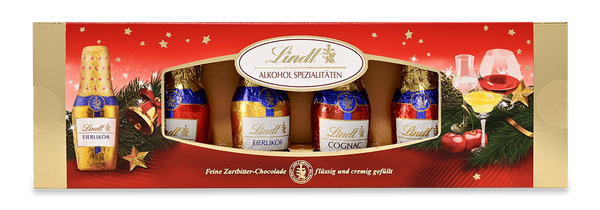Lindt Alkohol Spezialitäten Zartbitter Schokolade mit Cognac, Eierlikör, Kirschwasser 132g