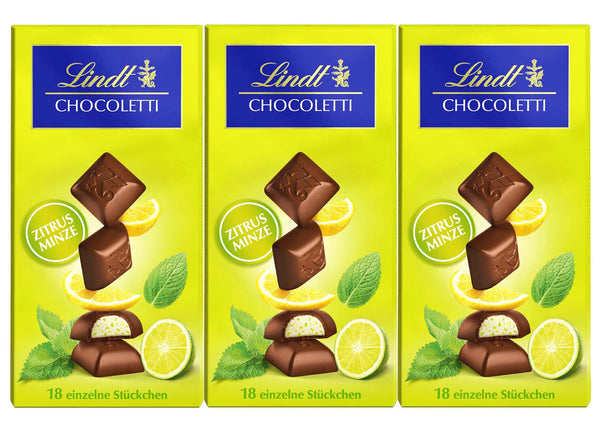 3x 100g Lindt Chocoletti gefüllte  Schokoladenstückchen Sommeredition  mit Zitrus Minze -   300g