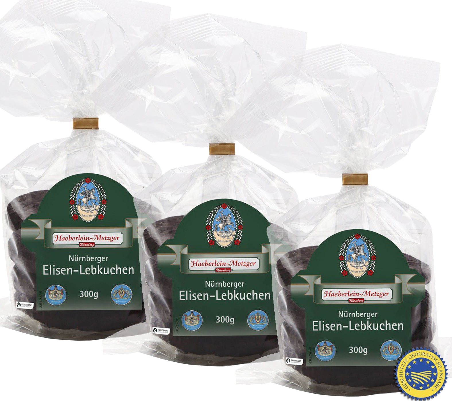 Haeberlein Metzger Elisen Lebkuchen zweifach Glasiert und Schokoliert 3 x 300 g MHD: 30/04/2026