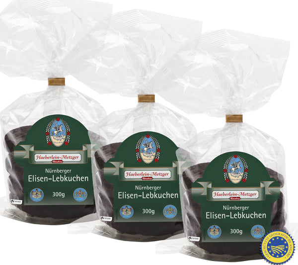 Haeberlein Metzger Elisen Lebkuchen zweifach Glasiert und Schokoliert 3 x 300 g MHD: 30/04/2026