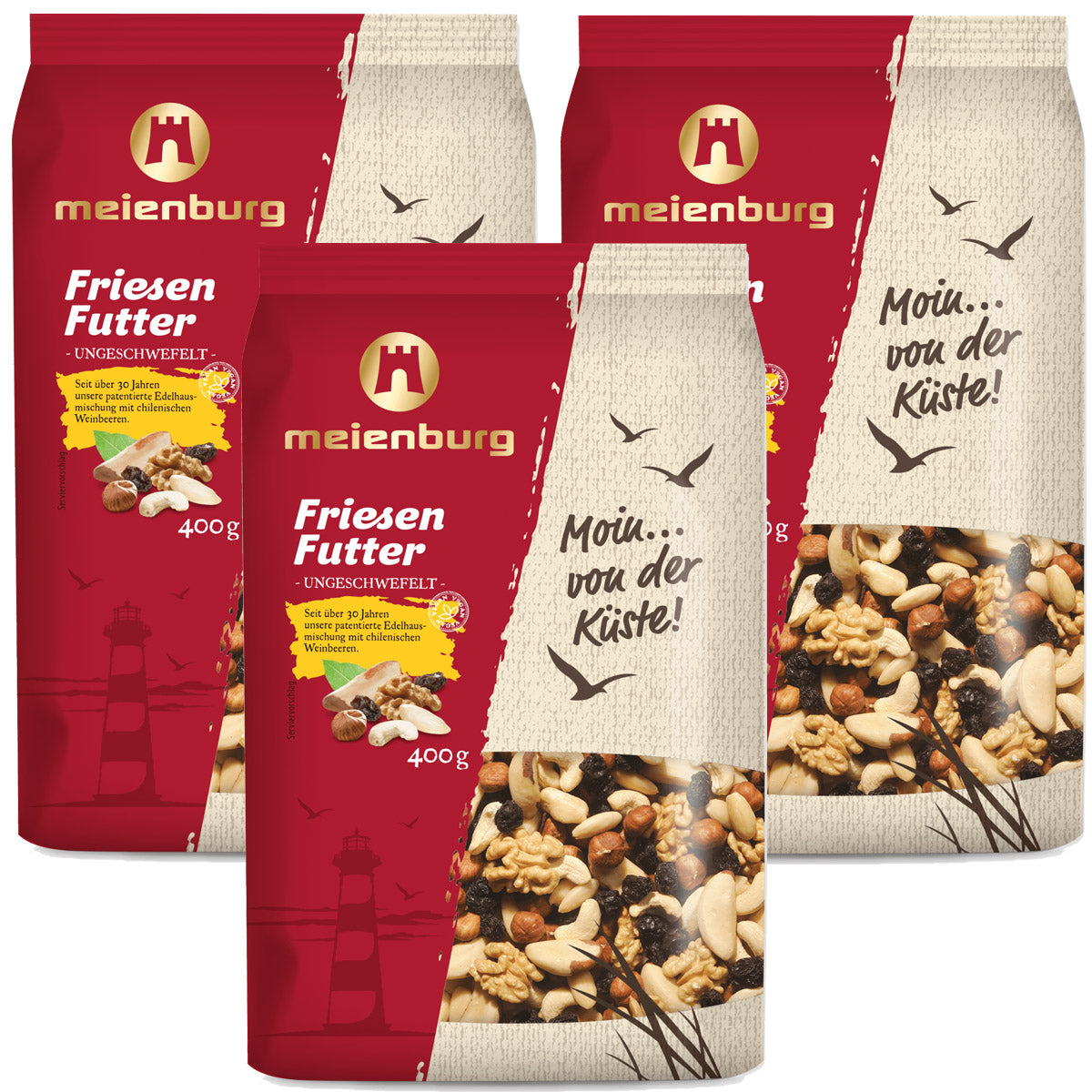 Meienburg | Friesenfutter Ungeschwefelt | 3er Pack (3 x 400 g)