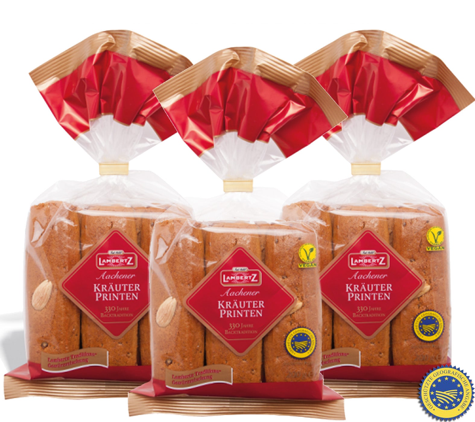 3 x 200gr. Lambertz Aachener Kräuter Printen mit Traditions-Gewürzmischung |  ggA verifiziert MHD: 30/04/2026