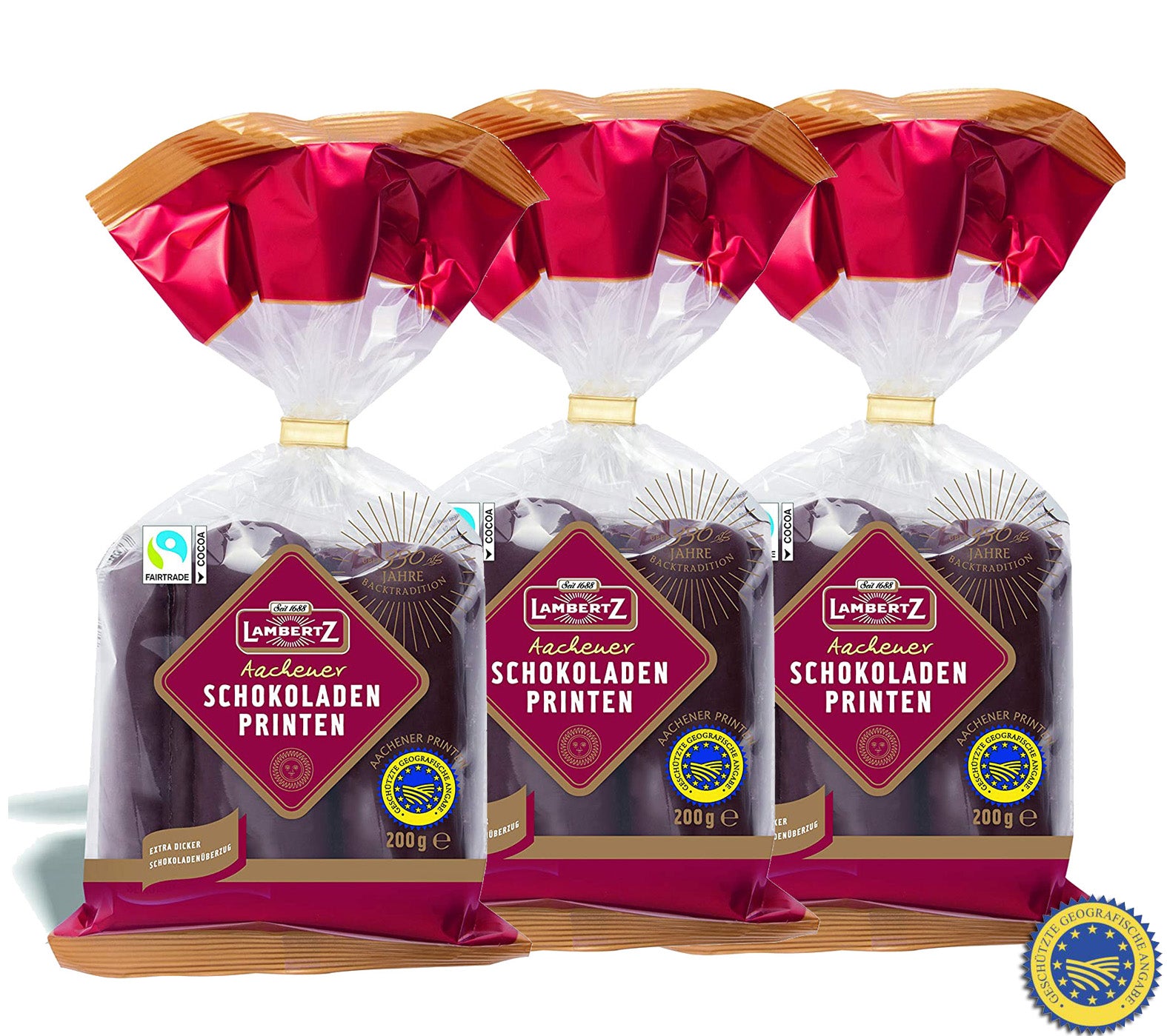 3x200g Lambertz Schokoladenprinten extra dicker Schokoladenüberzug (600g) MHD: 30/04/2026