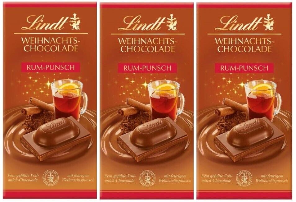Lindt Weihnachtsschokolade Rum Punch | Weihnachts-Chocolade | 3x100g Tafel