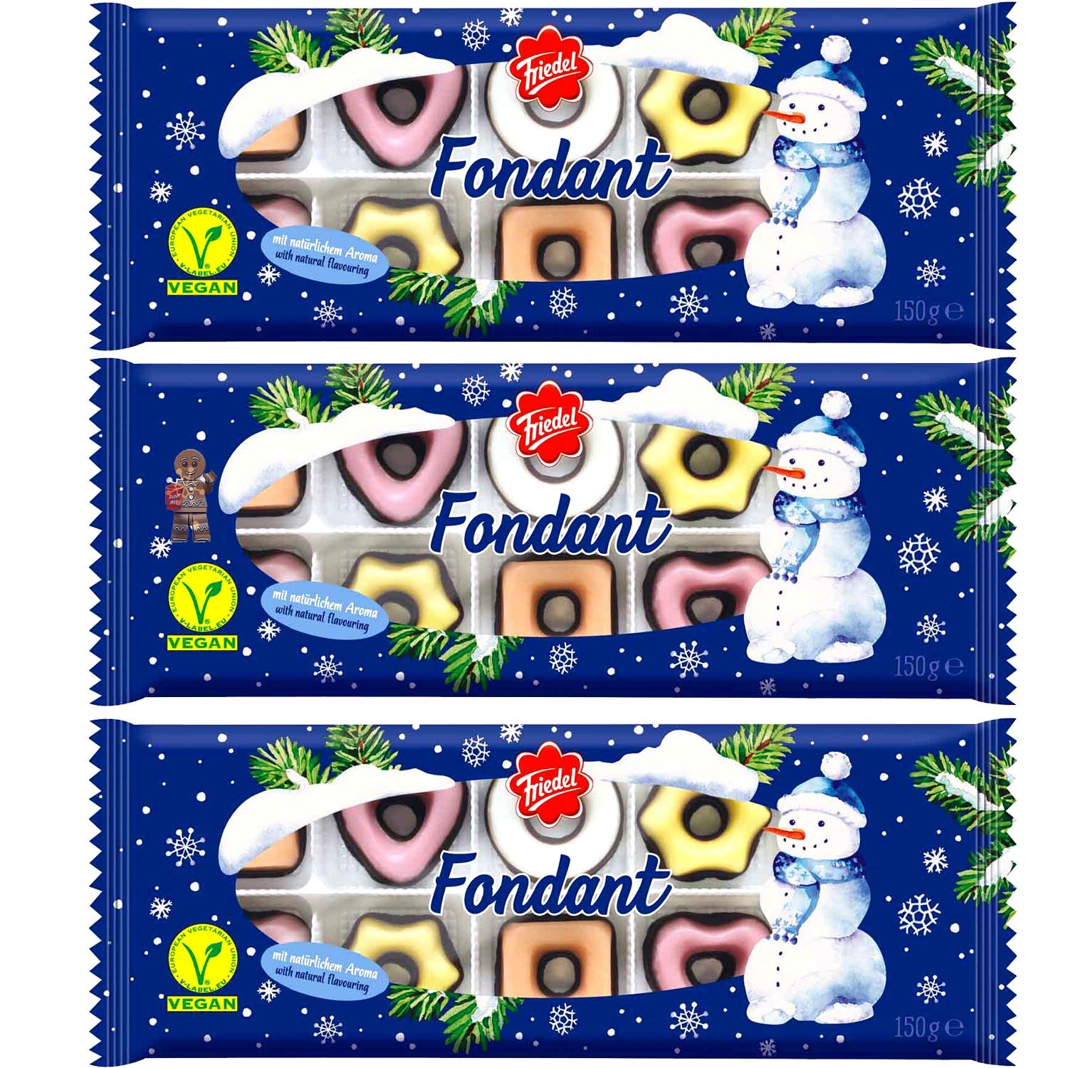 3x Friedel Fondant Creme Spezialitäten Baumbehang à 150g | 450g | VEGAN