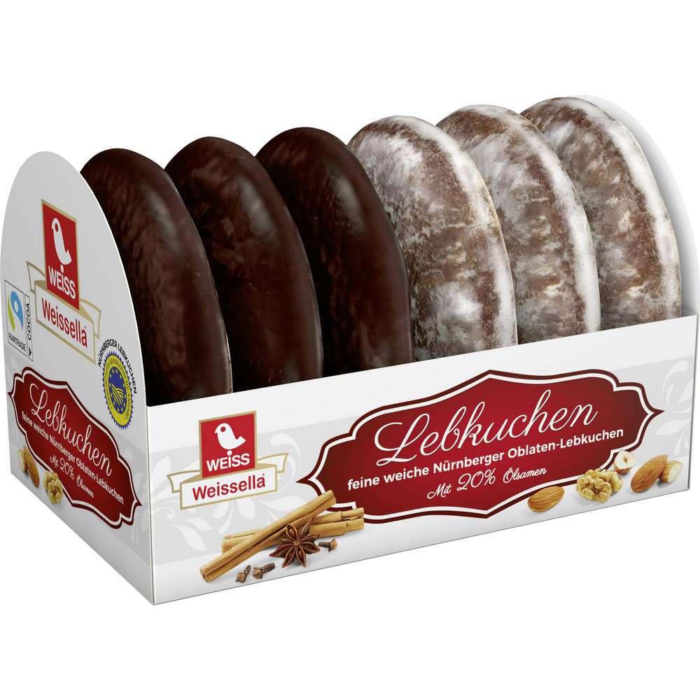 WEISS 20x 200g Weissella Oblaten Lebkuchen ZWEIFACH  20% Nüsse 4 Kg MHD 4/26