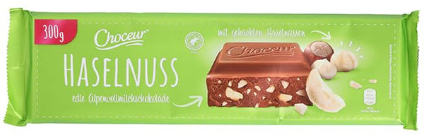 Choceur Haselnuss | Alpenvollmilchschokolade mit ganzen Haselnüssen | 300g Tafel