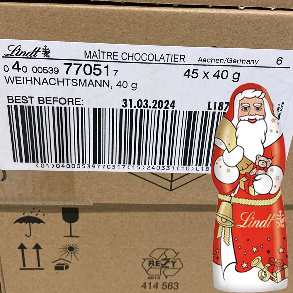 Lindt Weihnachtsmann aus feinster Alpenvollmilch Schokolade 40 g je Santa Claus MHD 2026