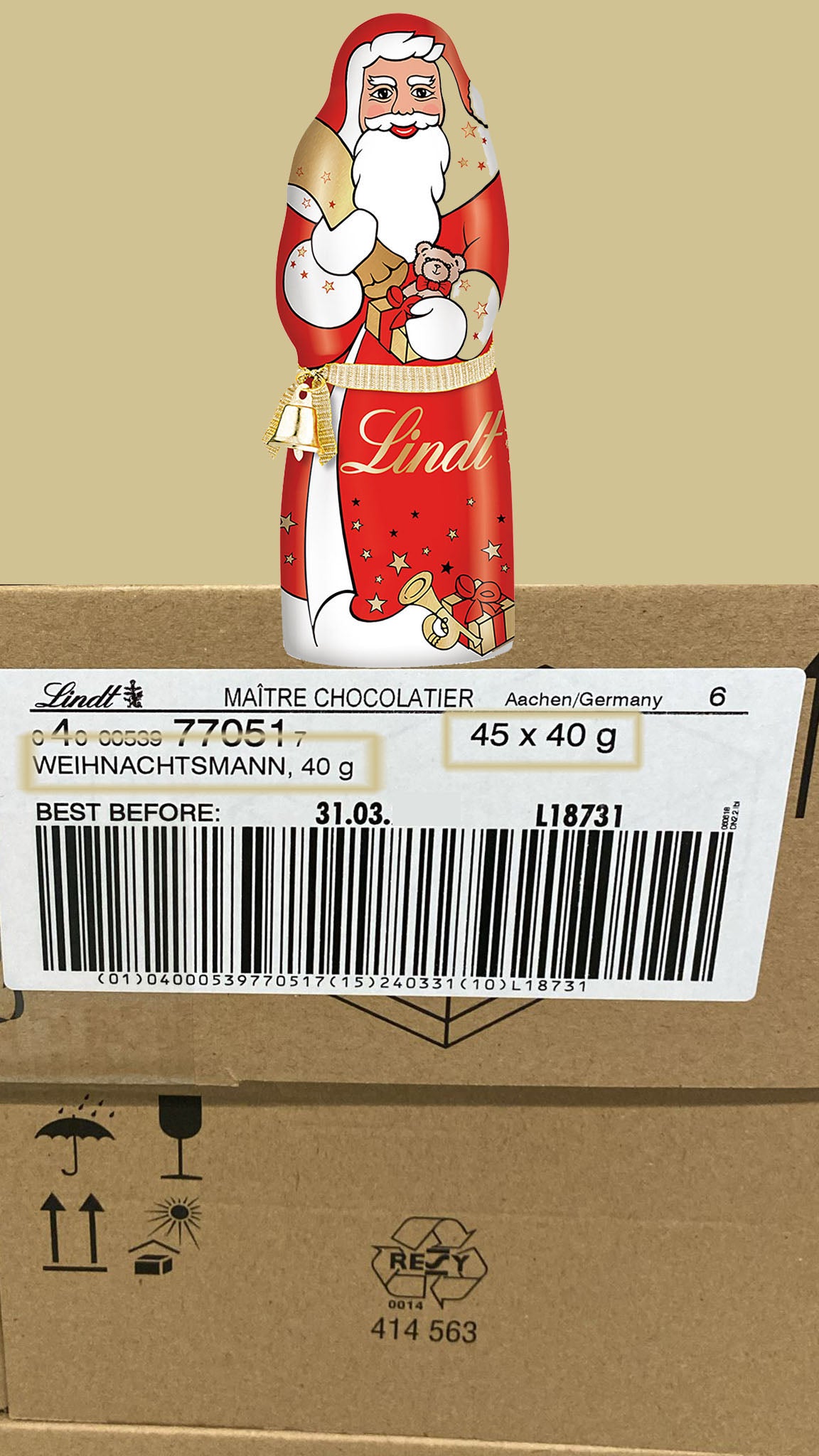 Lindt 45 x Weihnachtsmann 40 g  aus feinster Alpenvollmilch Schokolade