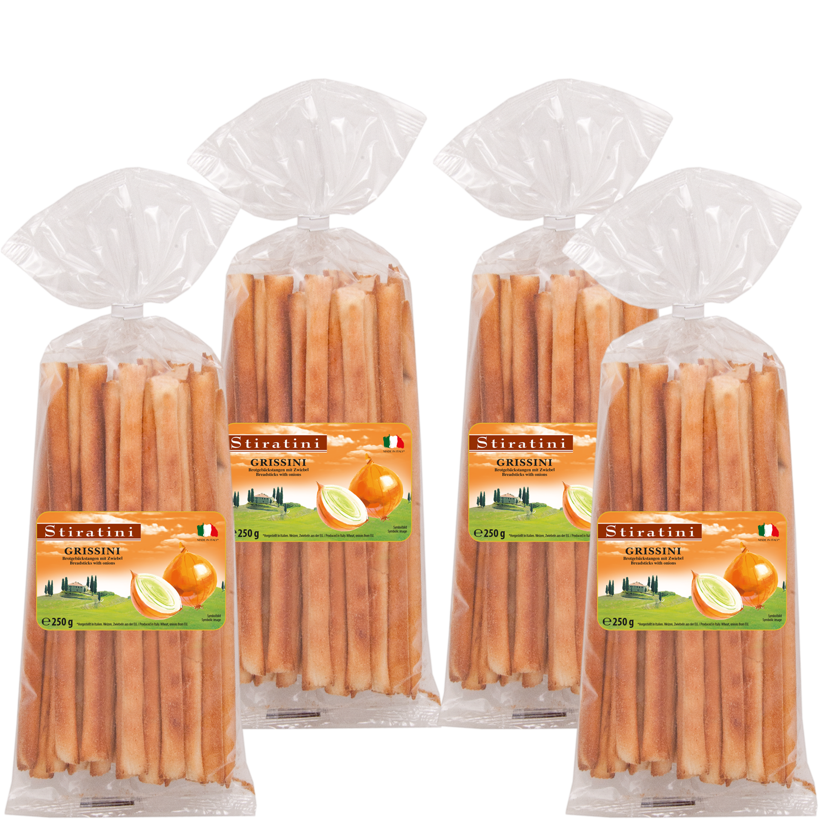 Stiratini | Grissini Brotgebäckstangen mit Zwiebel | 4x 250g |  1000g