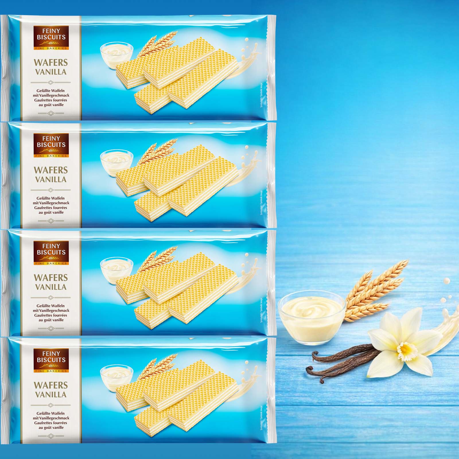 Feiny Biscuit 4x 250g Waffer VANILLE Waffeln 1000g