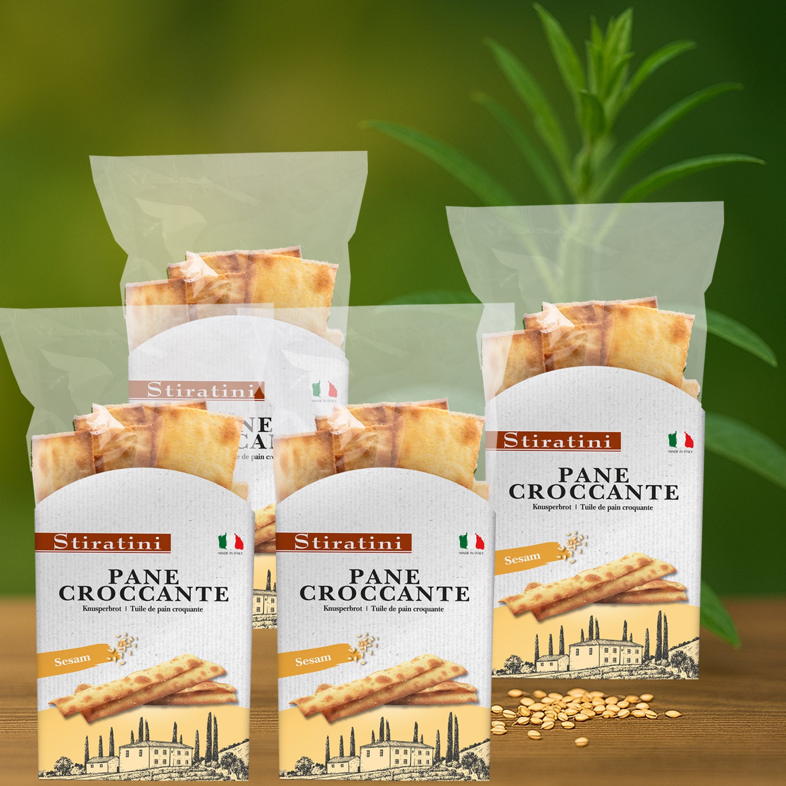 Stiratini | Knusperbrot Sesam - Pane Croccante | 4x140g | 560g