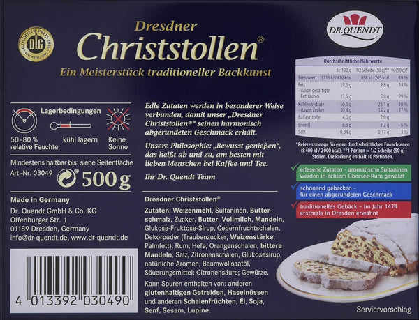 Original Dresdner Christstollen Rosinen Stollen in Geschenkdose 2 x 500 g