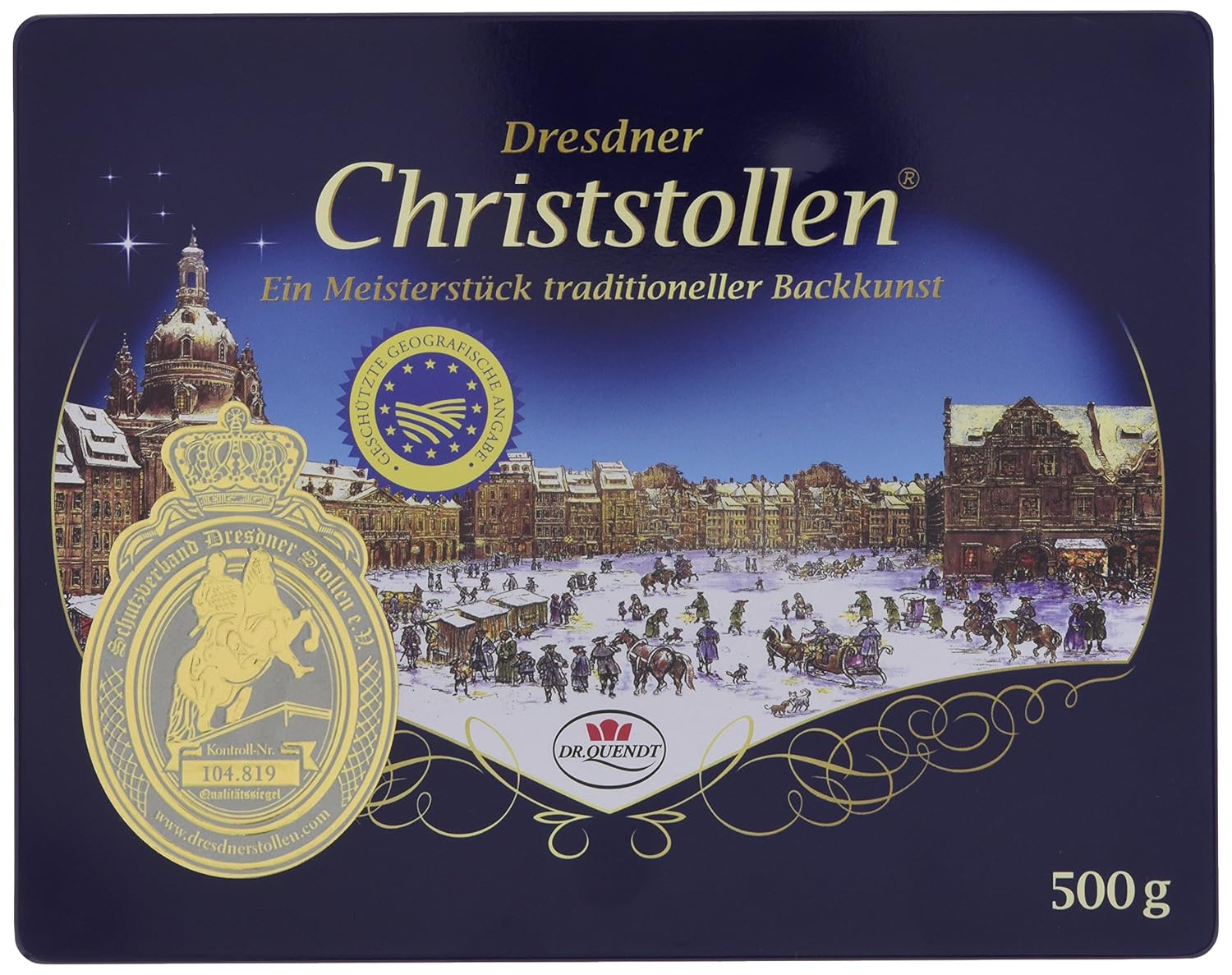 Original Dresdner Christstollen Rosinen Stollen in Geschenkdose 2 x 500 g