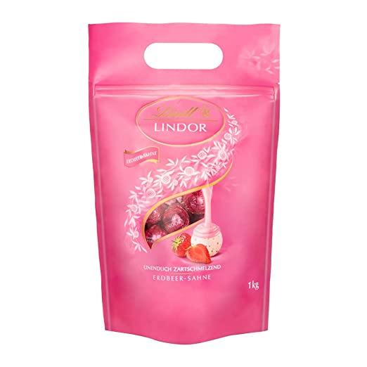 Lindt Lindor Kugeln Erdbeer Sahne 1kg Beutel