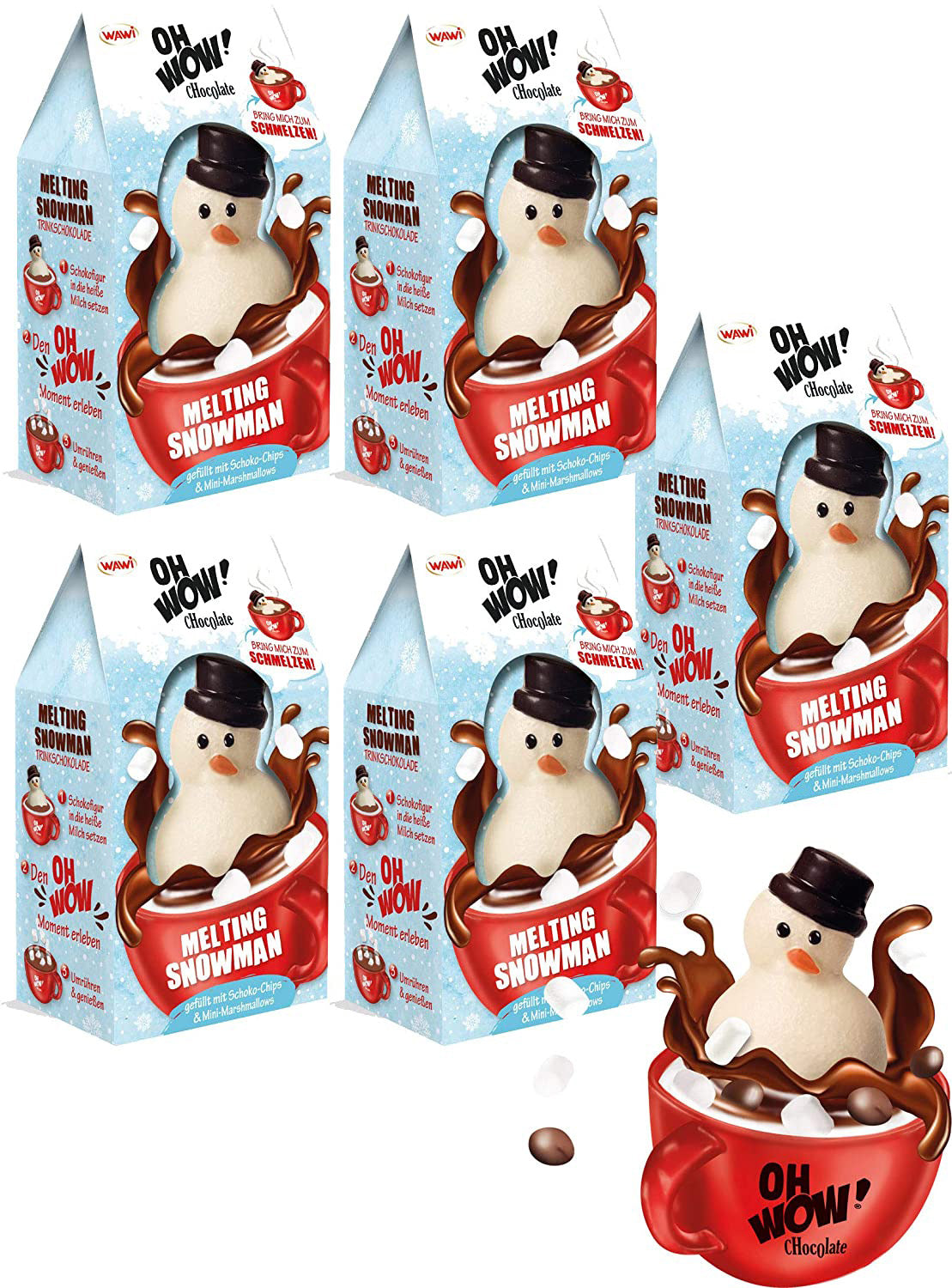 Melting Snowman 5x WAWI   Kakao Schneemann der schmilzt in Milch 5 x 75g