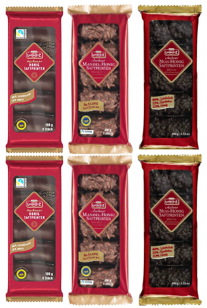Lambertz Saftprinten Pack | 2x Honig Saftprinten, 2x Mandel-Honig Saftprinten, 2x Nuss-Honig Saftprinten
