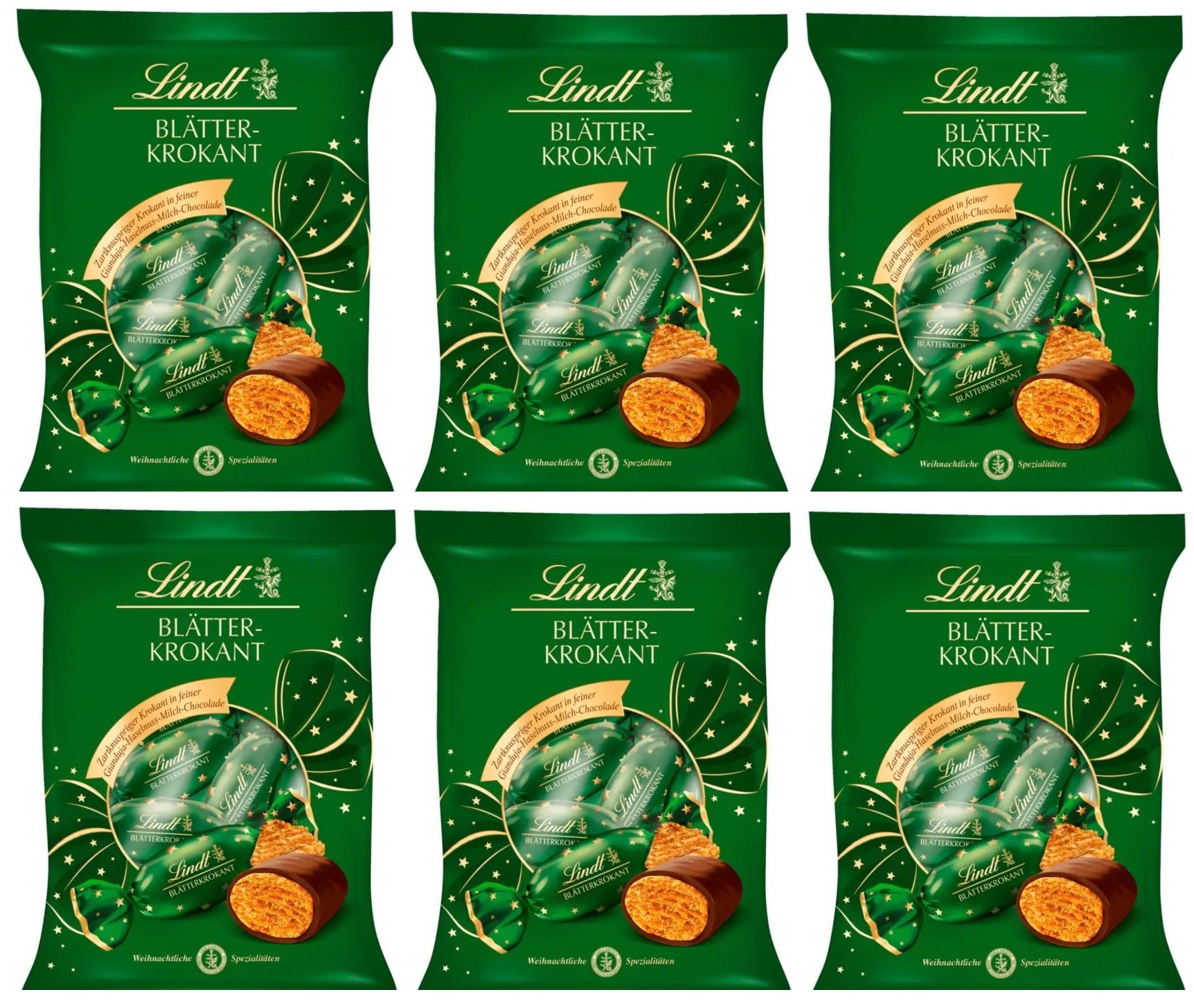 Lindt Blätterkrokant Zapfen Doppeldreh Klassisch 90g je Beutel