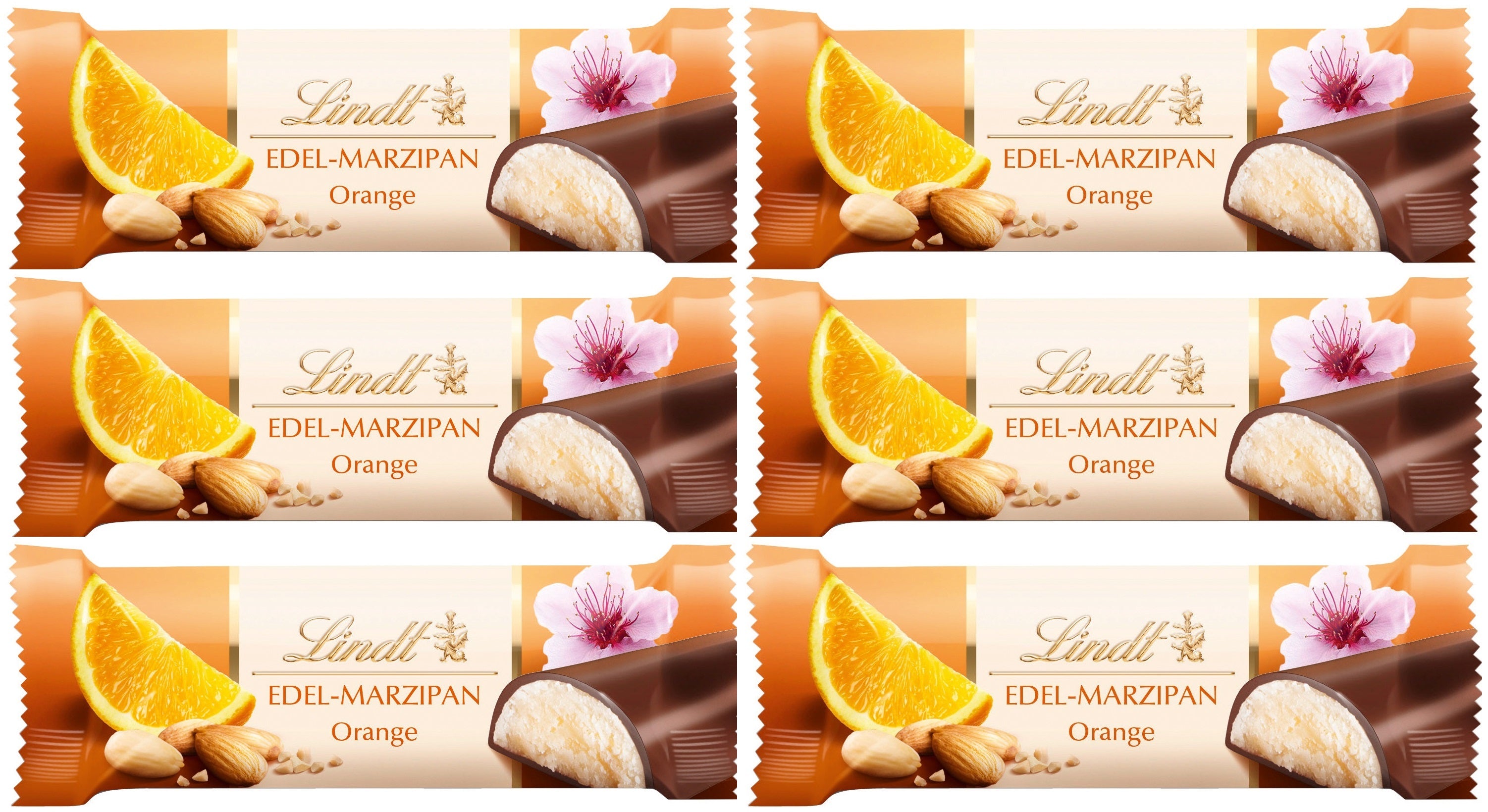 Lindt EDEL-MARZIPAN  Orange | 50g je Riegel