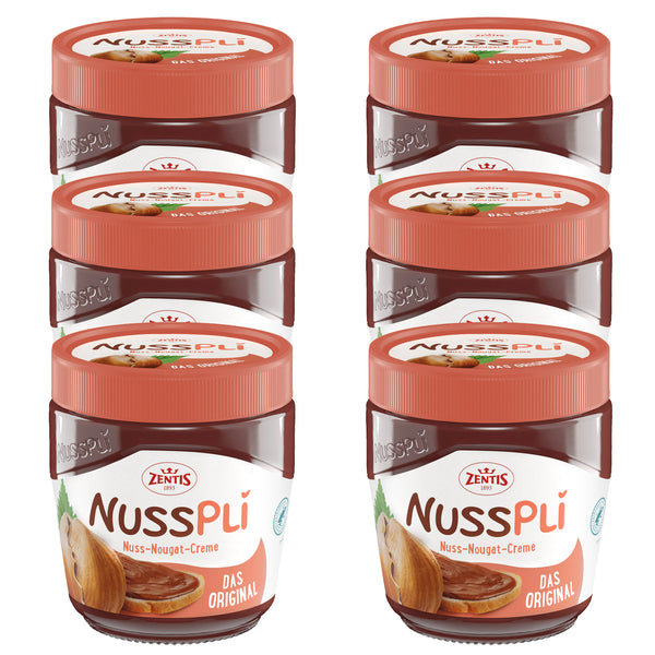 6x Nusspli - Das Original | Nuss Nougat Creme | Zentis (400g Glas)