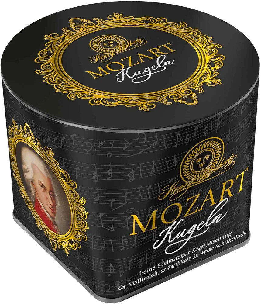 Mozartkugeln in Geschenkbox Henry Lambertz 300g mit Haselnuss-Nougat-, Pistazien- und Edelmarzipan MHD 4/26