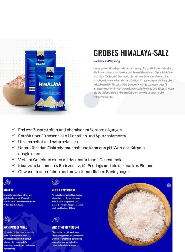 OVADAN Himayala Salz 2,5-5mm Salzkristalle Grobkörnig Naturbelassen 500g